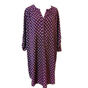 41 Hawthorn Stitch Fix Jimena Shirt Dress Purple Geometric Print XXL EUC Workwea